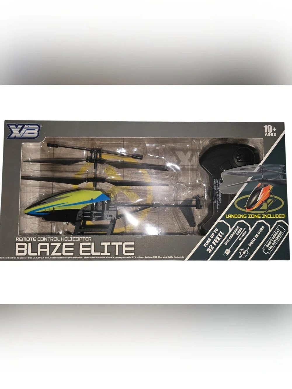 Blaze Elite Remote Control Helicopter Elite W/Landing Zone, (Chartreause & Blue)